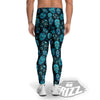 Blue Calavera Skull Print Pattern Men's Leggings-grizzshop