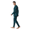 Blue Calavera Skull Print Pattern Men's Pajamas-grizzshop