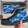 Blue Camo And Camouflage Print Black High Top Shoes-grizzshop