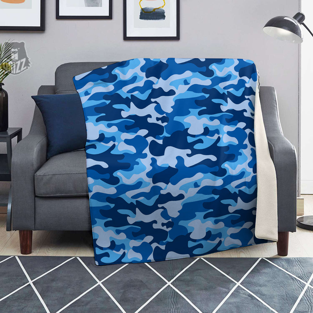 Blue Camo And Camouflage Print Blanket-grizzshop