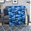 Blue Camo And Camouflage Print Blanket-grizzshop