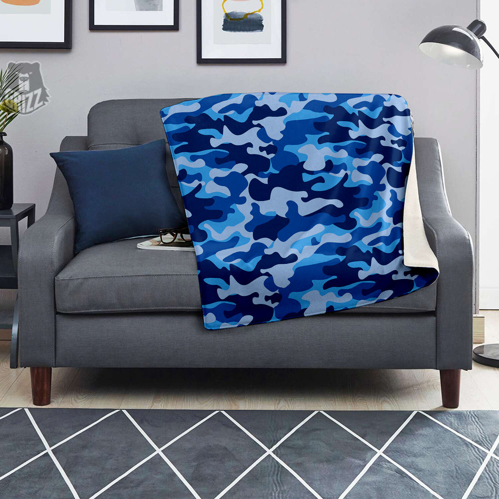 Blue Camo And Camouflage Print Blanket-grizzshop