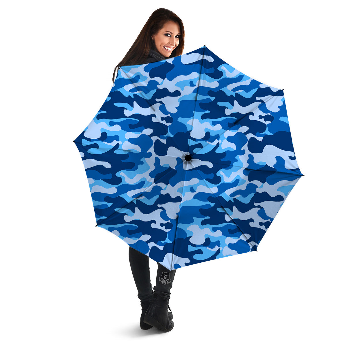 Blue Camo And Camouflage Print Umbrella-grizzshop