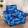 Blue Camo Print Armchair Cover-grizzshop