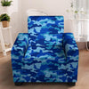 Blue Camo Print Armchair Cover-grizzshop