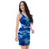 Blue Camo Print Bodycon Dress-grizzshop