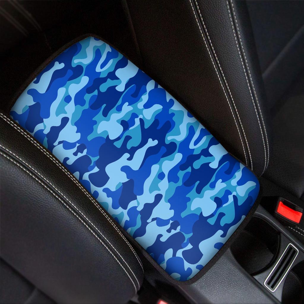 Blue Camo Print Car Console Cover-grizzshop