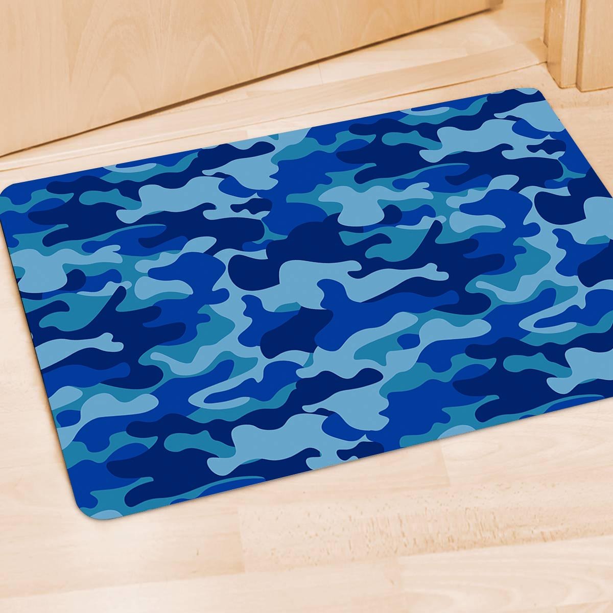 Blue Camo Print Door Mat-grizzshop