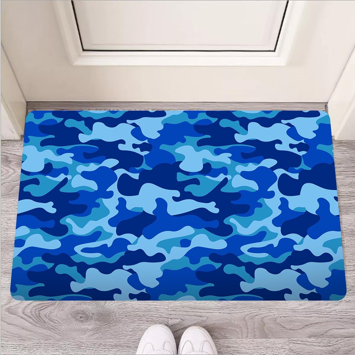 Blue Camo Print Door Mat-grizzshop