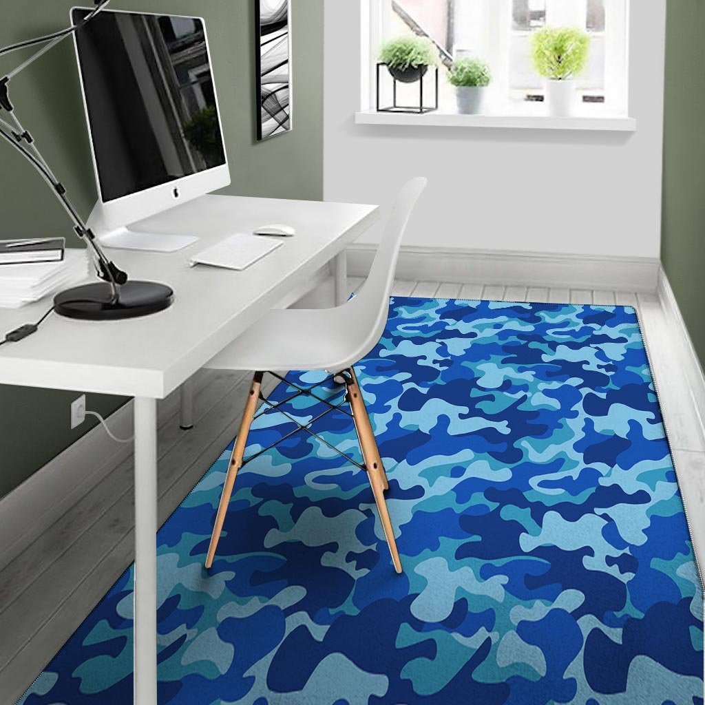 Blue Camo Print Floor Mat-grizzshop