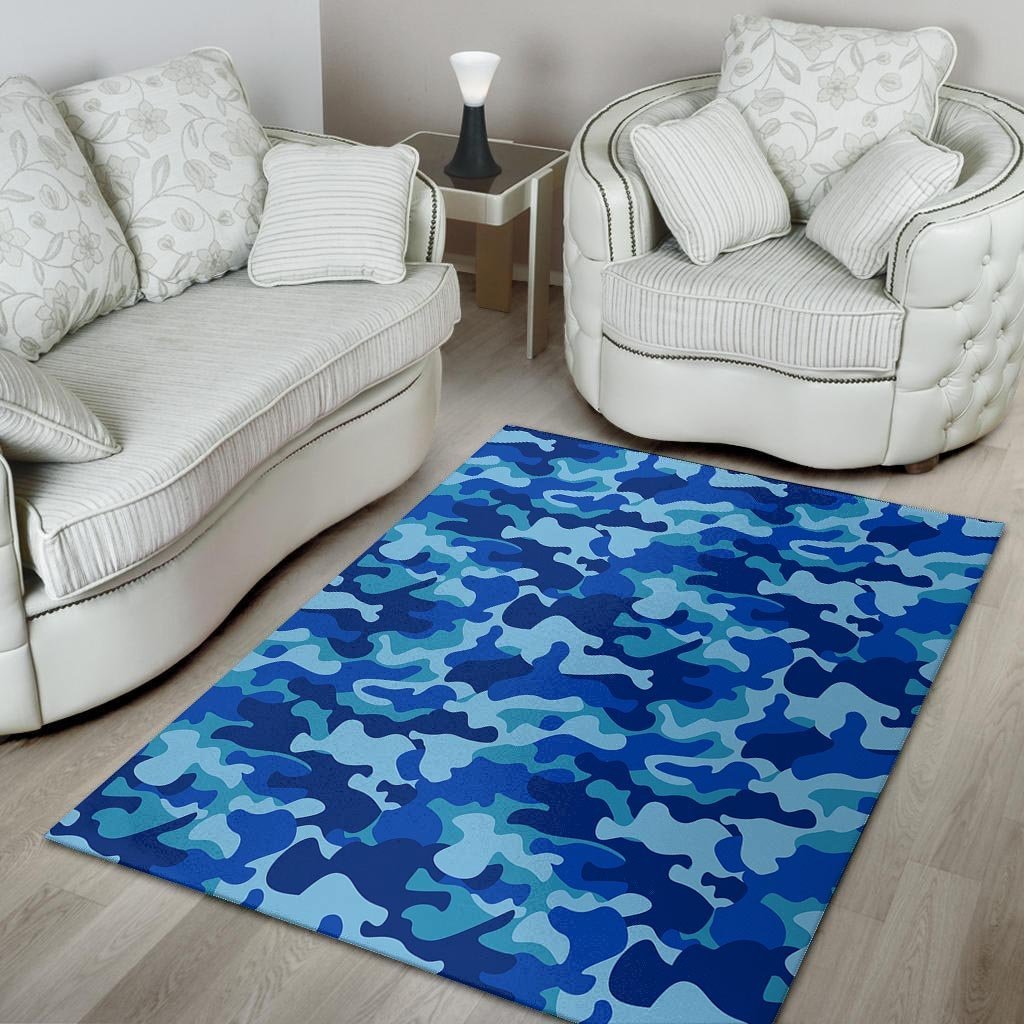 Blue Camo Print Floor Mat-grizzshop