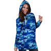 Blue Camo Print Hoodie Dress-grizzshop