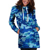 Blue Camo Print Hoodie Dress-grizzshop