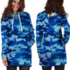 Blue Camo Print Hoodie Dress-grizzshop