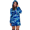 Blue Camo Print Hoodie Dress-grizzshop