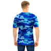 Blue Camo Print Men T Shirt-grizzshop
