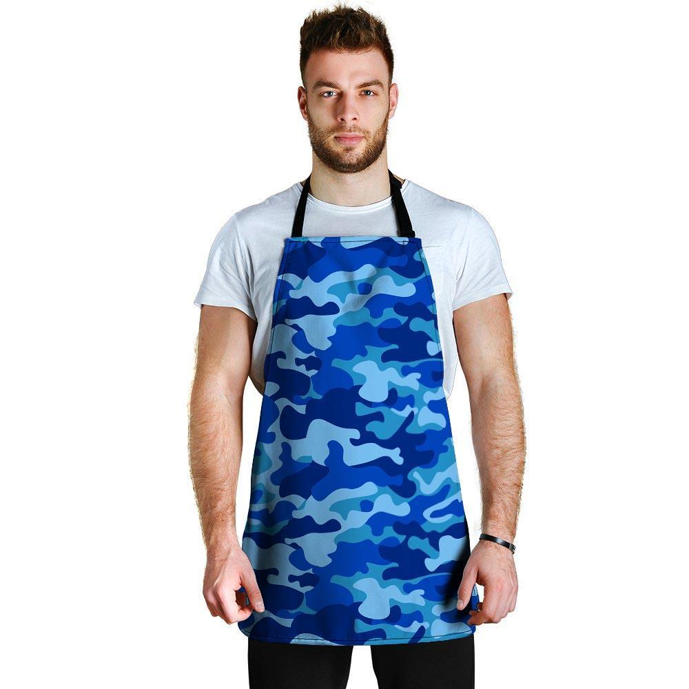 Blue Camo Print Men's Apron-grizzshop