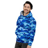 Blue Camo Print Men's Hoodie-grizzshop