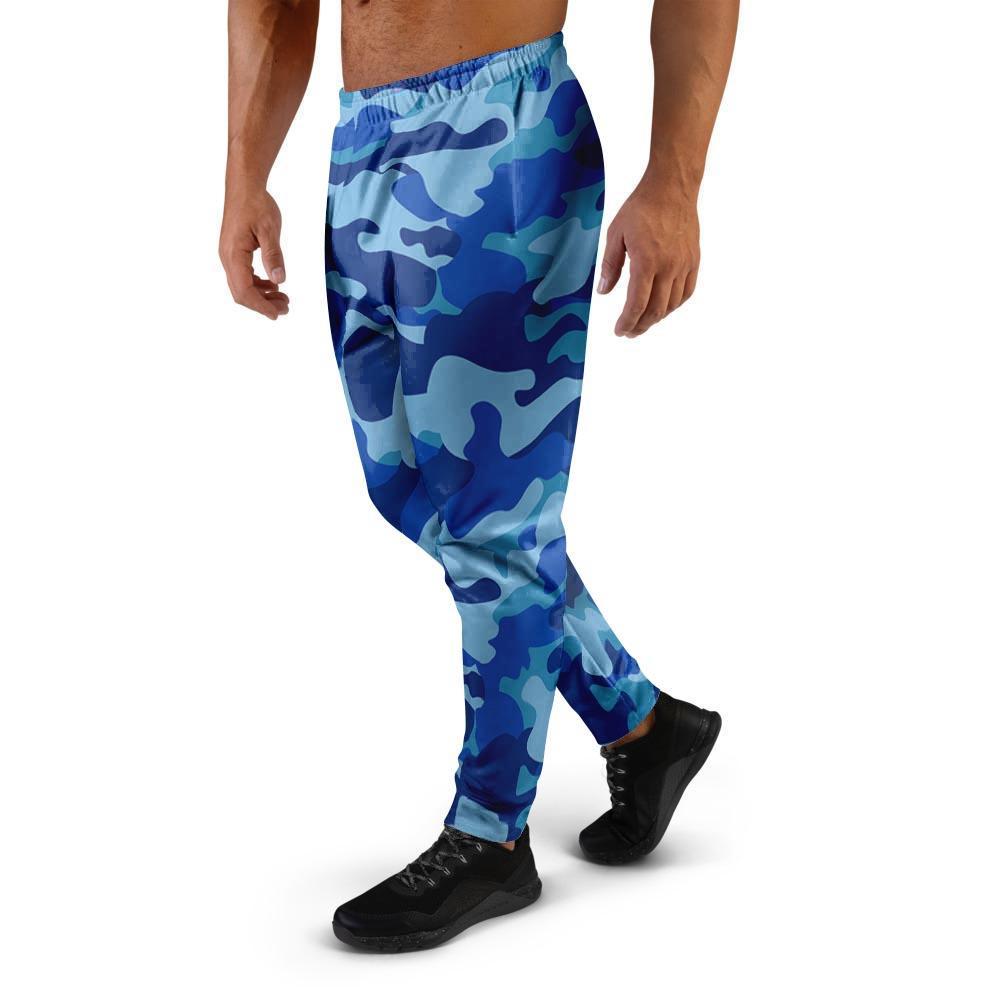 Blue Camo Print Men's Joggers-grizzshop