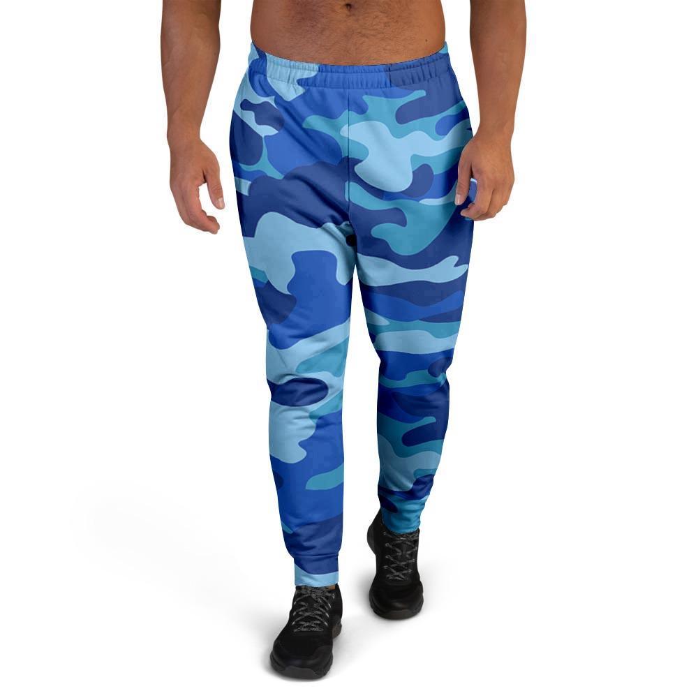 Blue Camo Print Men's Joggers-grizzshop