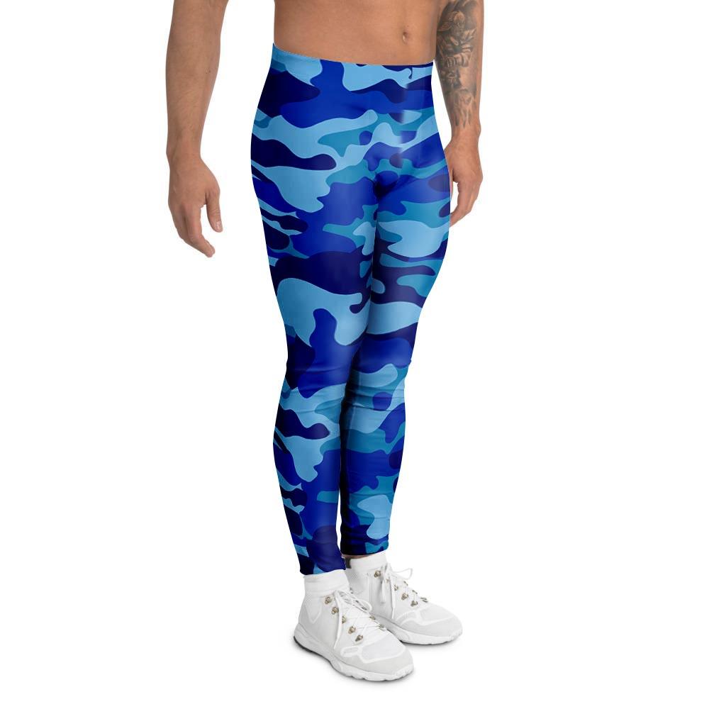 Blue Camo Print Men's Leggings-grizzshop