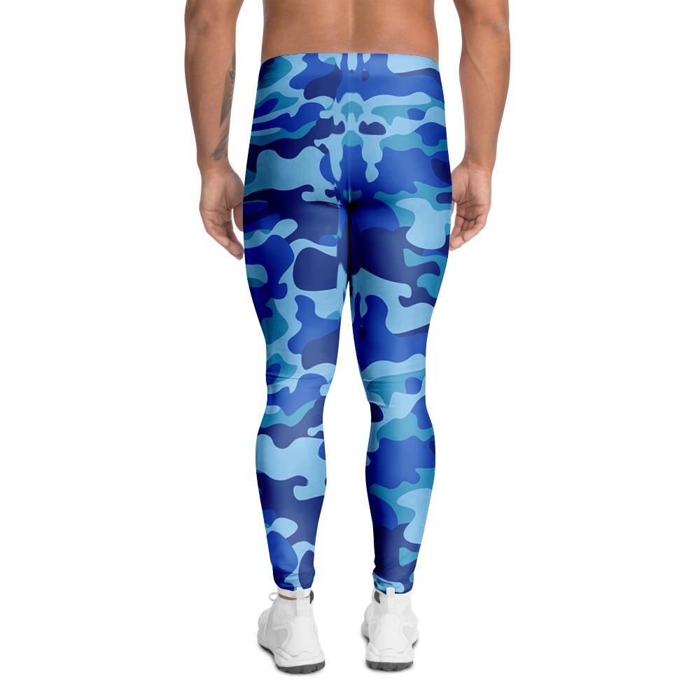 Blue Camo Print Men's Leggings-grizzshop