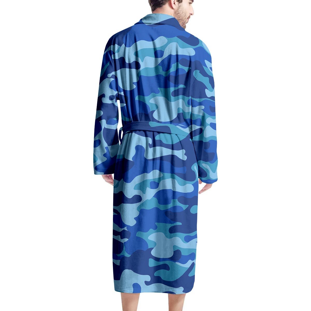 Blue Camo Print Men's Robe-grizzshop