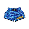 Blue Camo Print Muay Thai Boxing Shorts-grizzshop