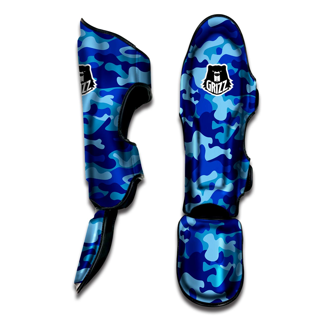 Blue Camo Print Muay Thai Shin Guard-grizzshop