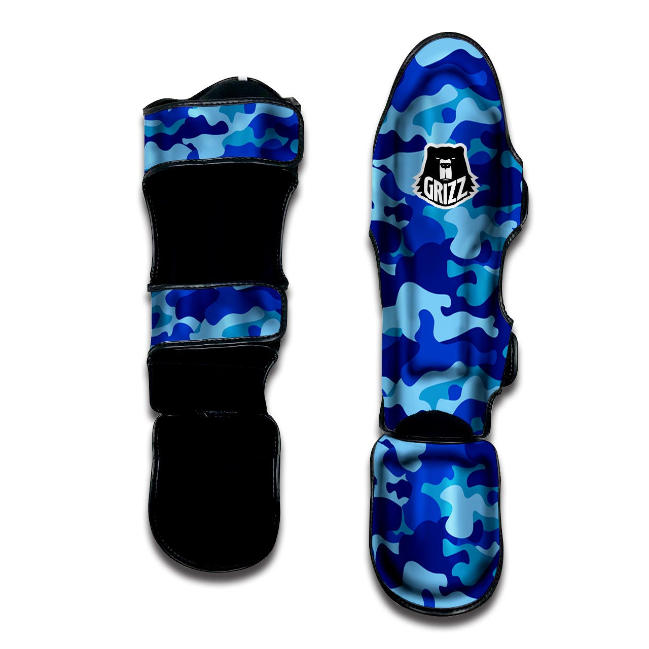 Blue Camo Print Muay Thai Shin Guard-grizzshop