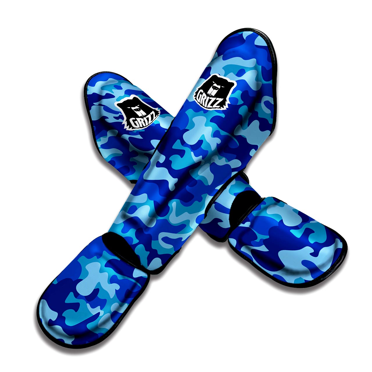 Blue Camo Print Muay Thai Shin Guard-grizzshop