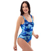 Blue Camo Print One Piece Swimsuite-grizzshop