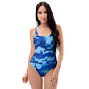 Blue Camo Print One Piece Swimsuite-grizzshop