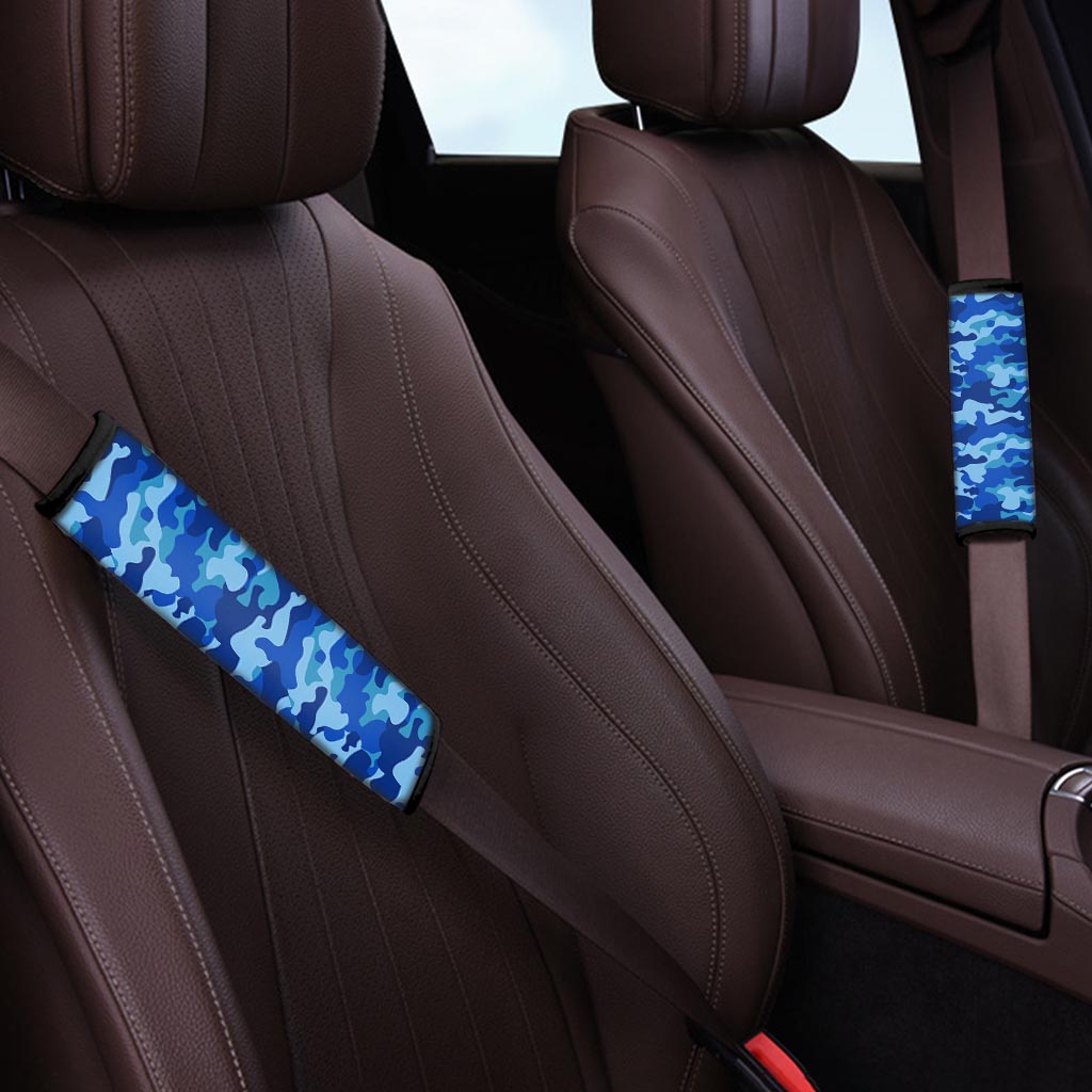 Blue Camo Print Seat Belt Cover-grizzshop