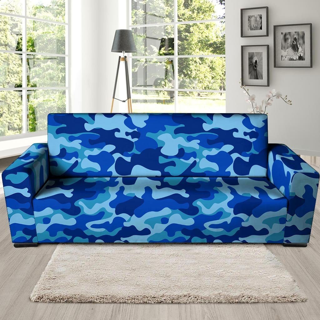 Blue Camo Print Sofa Cover-grizzshop