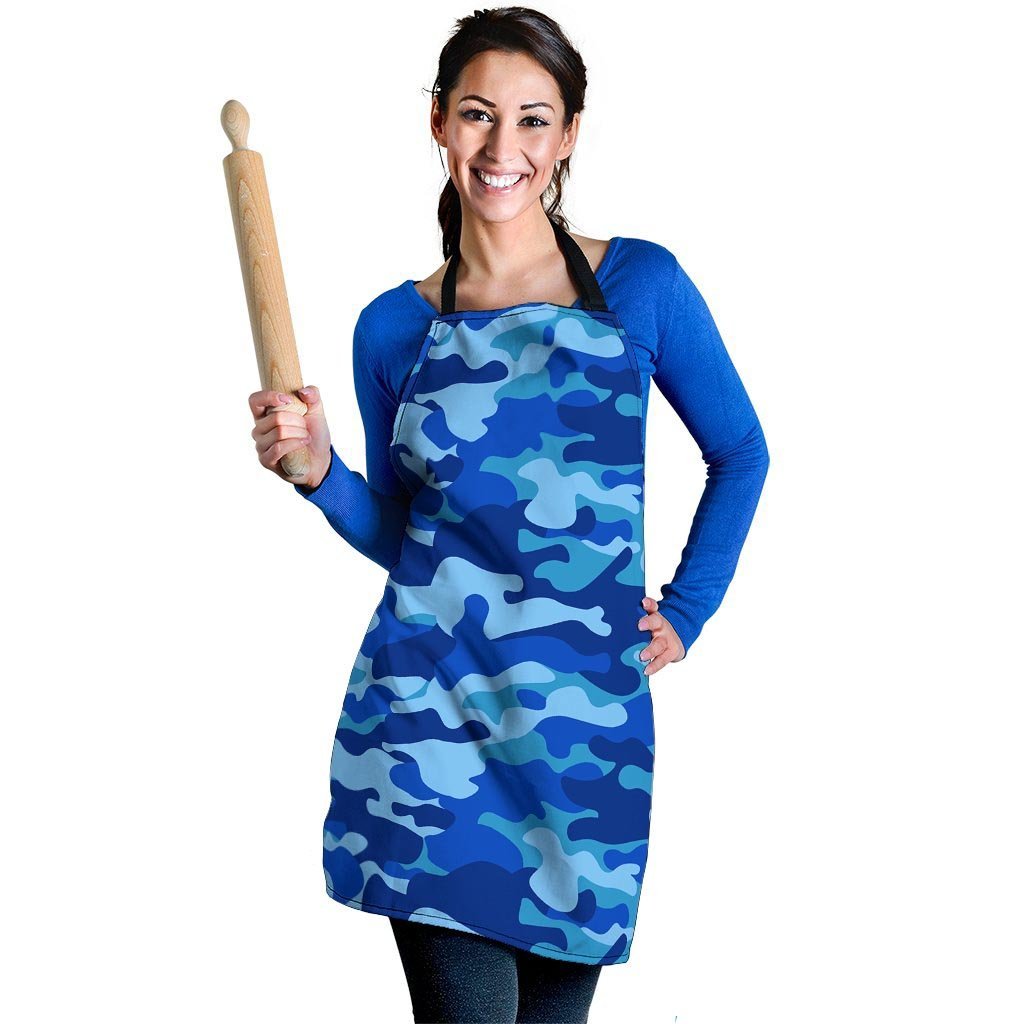 Blue Camo Print Women's Apron-grizzshop