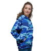 Blue Camo Print Women's Hoodie-grizzshop