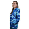 Blue Camo Print Women's Hoodie-grizzshop