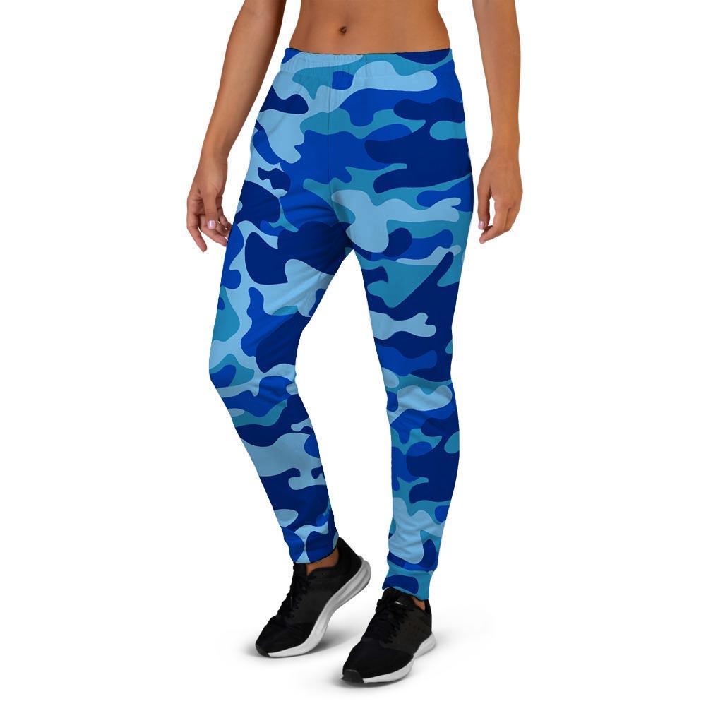 Blue Camo Print Women's Joggers-grizzshop