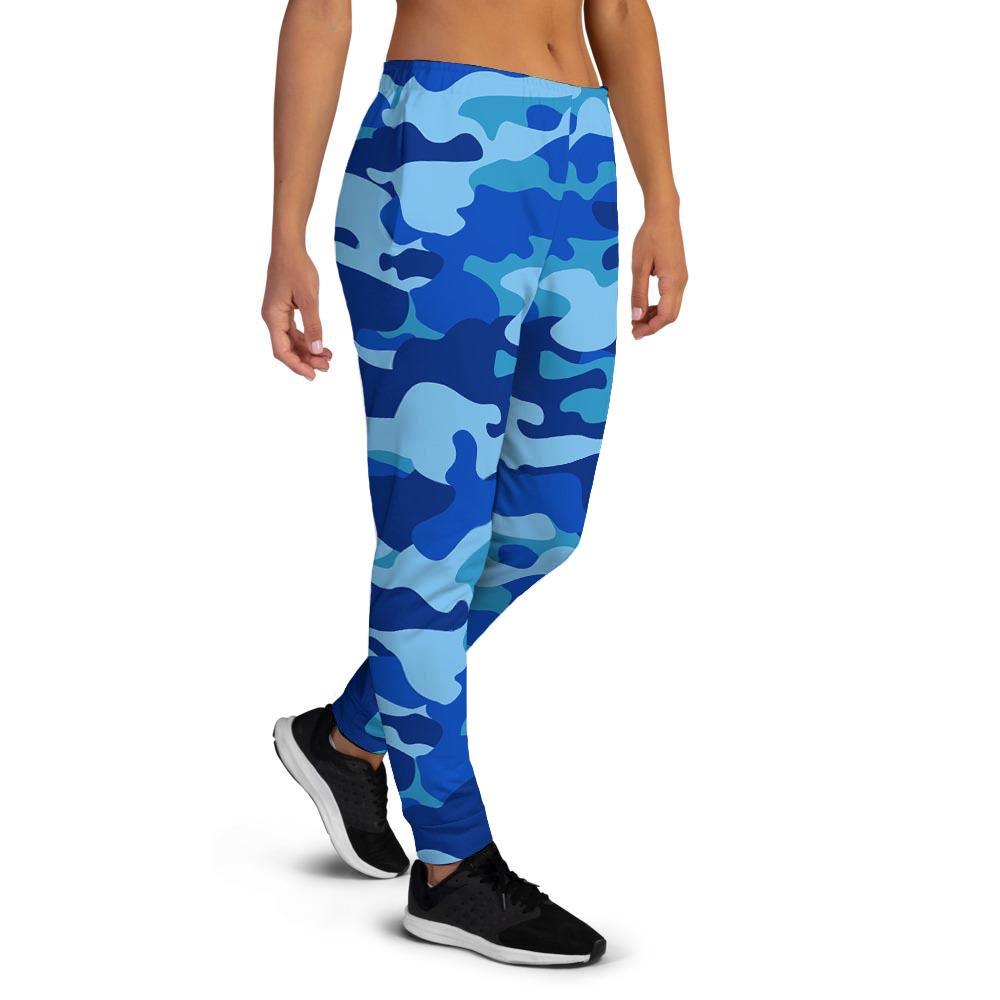 Blue Camo Print Women's Joggers-grizzshop