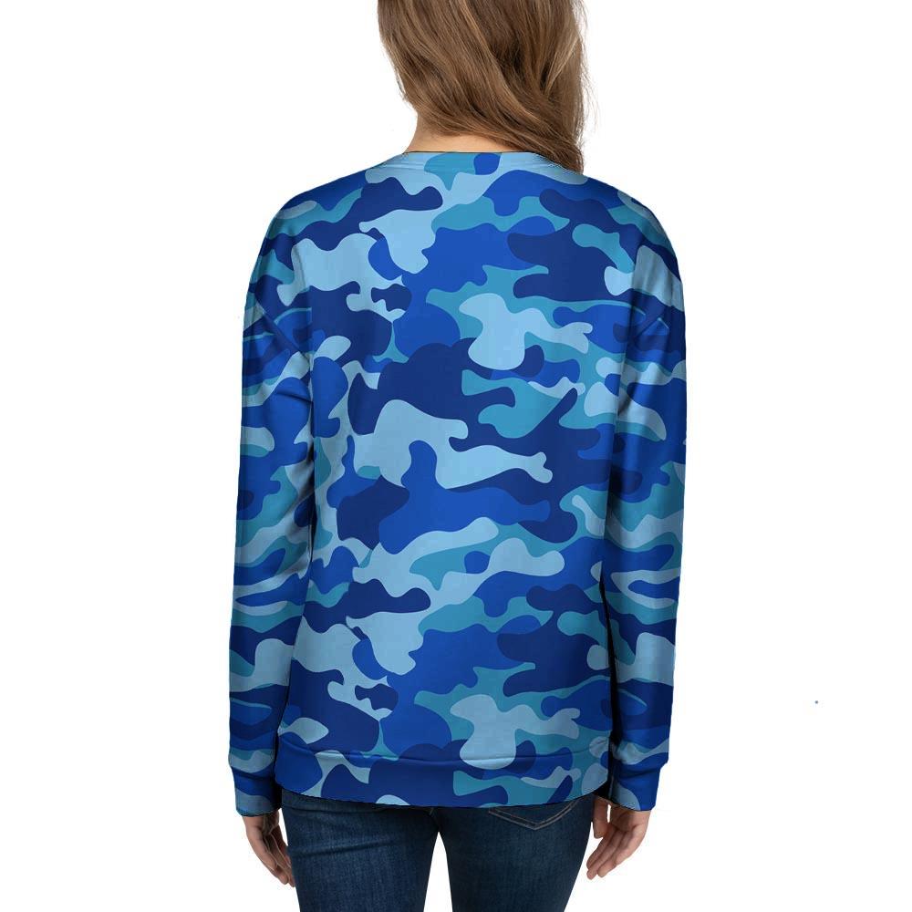 Blue Camo Print Women's Sweatshirt-grizzshop