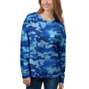 Blue Camo Print Women's Sweatshirt-grizzshop