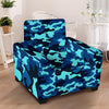 Blue Camoflage Print Armchair Cover-grizzshop