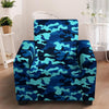 Blue Camoflage Print Armchair Cover-grizzshop