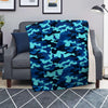 Blue Camoflage Print Blanket-grizzshop