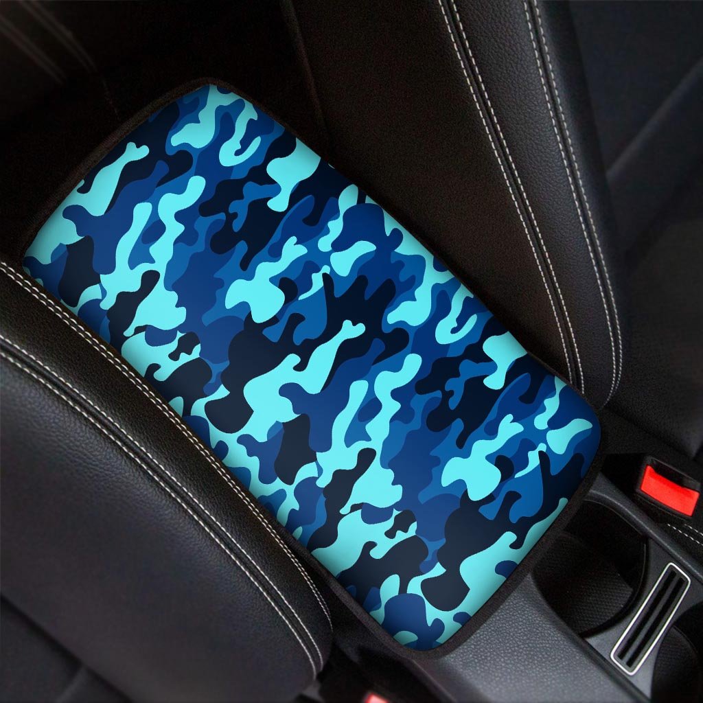 Blue Camoflage Print Car Console Cover-grizzshop