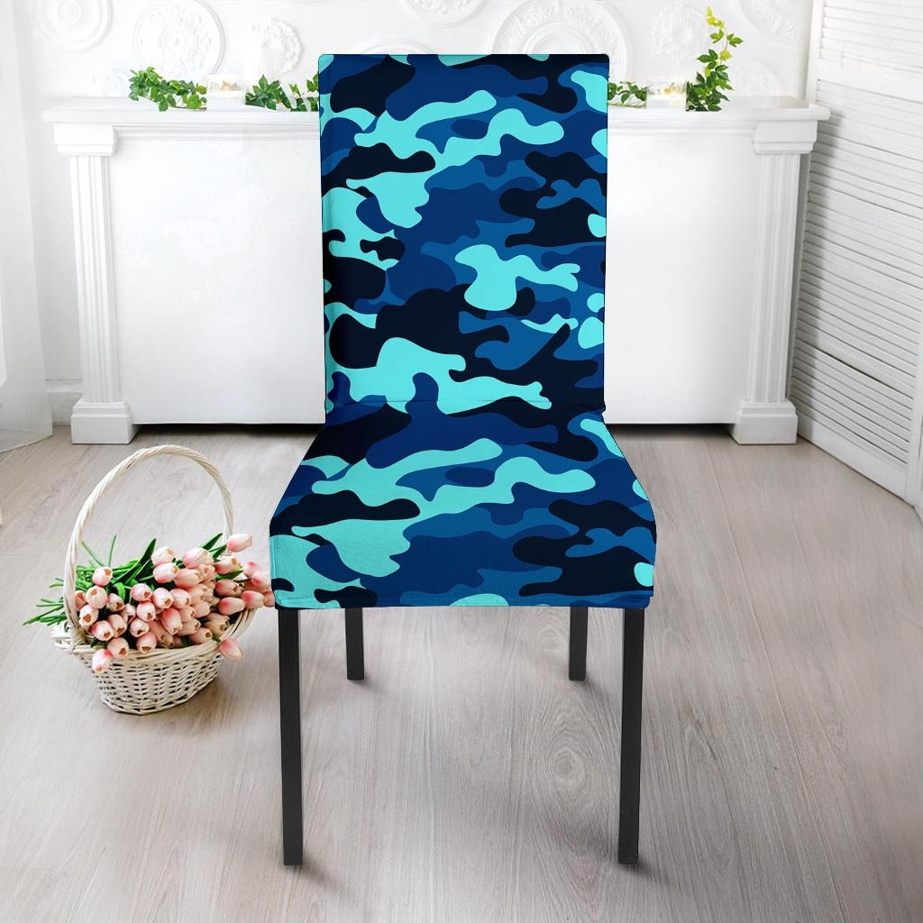 Blue Camoflage Print Chair Cover-grizzshop