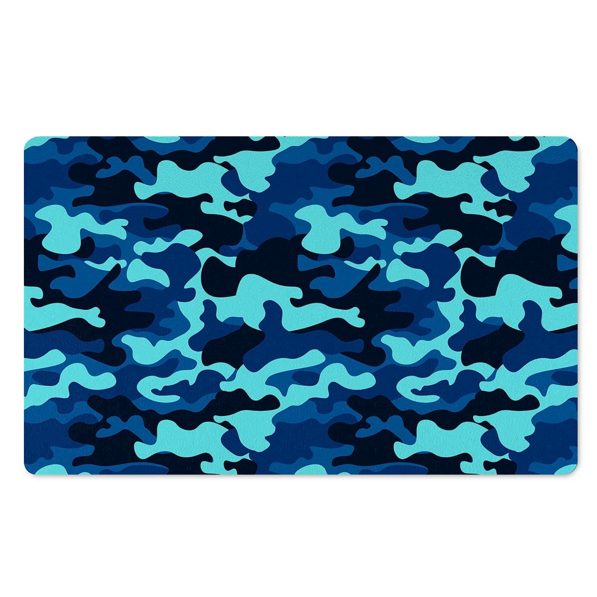 Blue Camoflage Print Door Mat-grizzshop