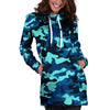 Blue Camoflage Print Hoodie Dress-grizzshop