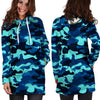 Blue Camoflage Print Hoodie Dress-grizzshop